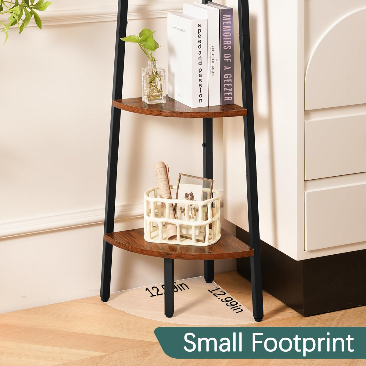 5-Tier Corner Shelf Stand with Metal Frame V631