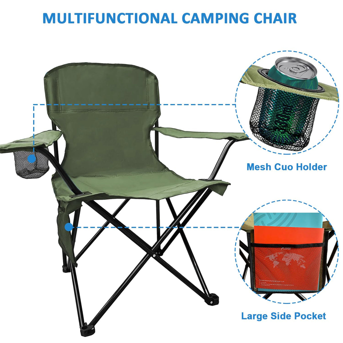 2 Pack Olive Green Portable Folding Camping Chair S722815