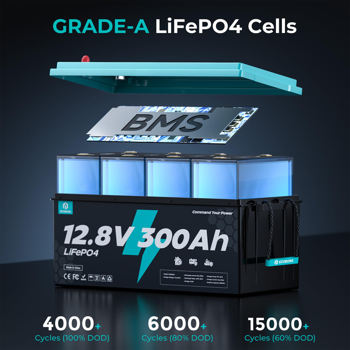 12V 300Ah LiFePO4 Deep Cycle Lithium Battery X549