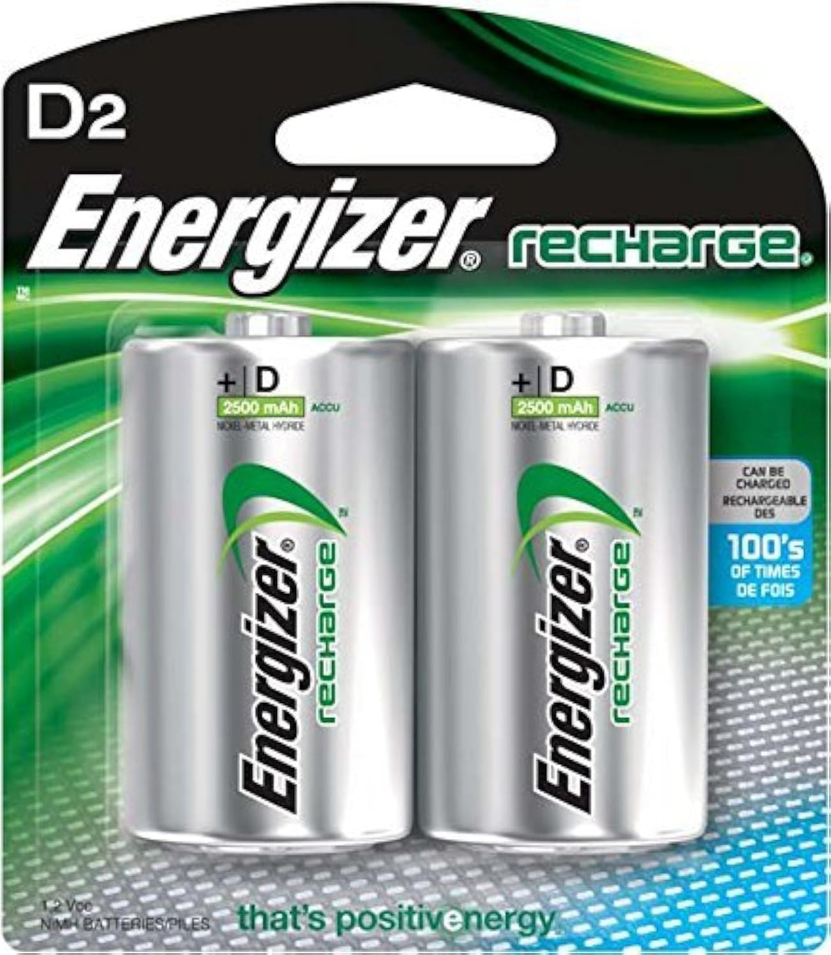 Rechargeable D Batteries 2-Count Pack of 3 L50761