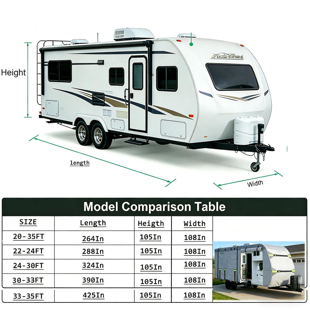 8 Layers 27'-30' Windproof Waterproof Rip-Stop RV Cover R5457