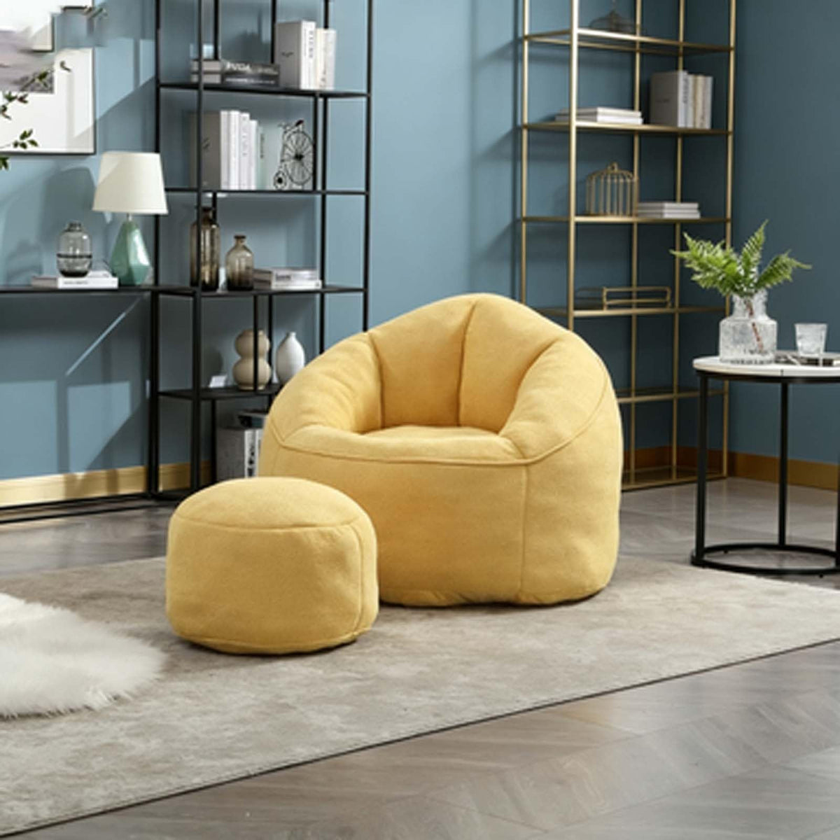 Microfiber Memory Foam Bean Bag Chair with Ottoman D465