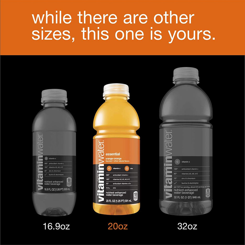 Orange Electrolyte Enhanced Bottled Water with Vitamins, 20-Ounce (Pack of 6) O379
