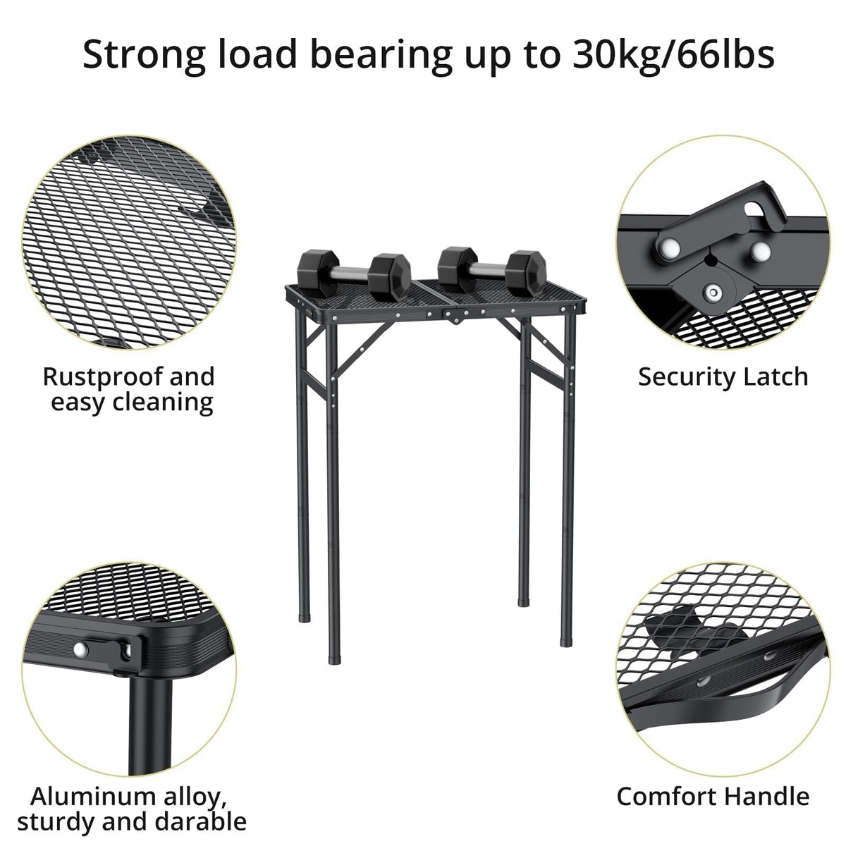 2ft Folding Camping Grill Table Black N134100