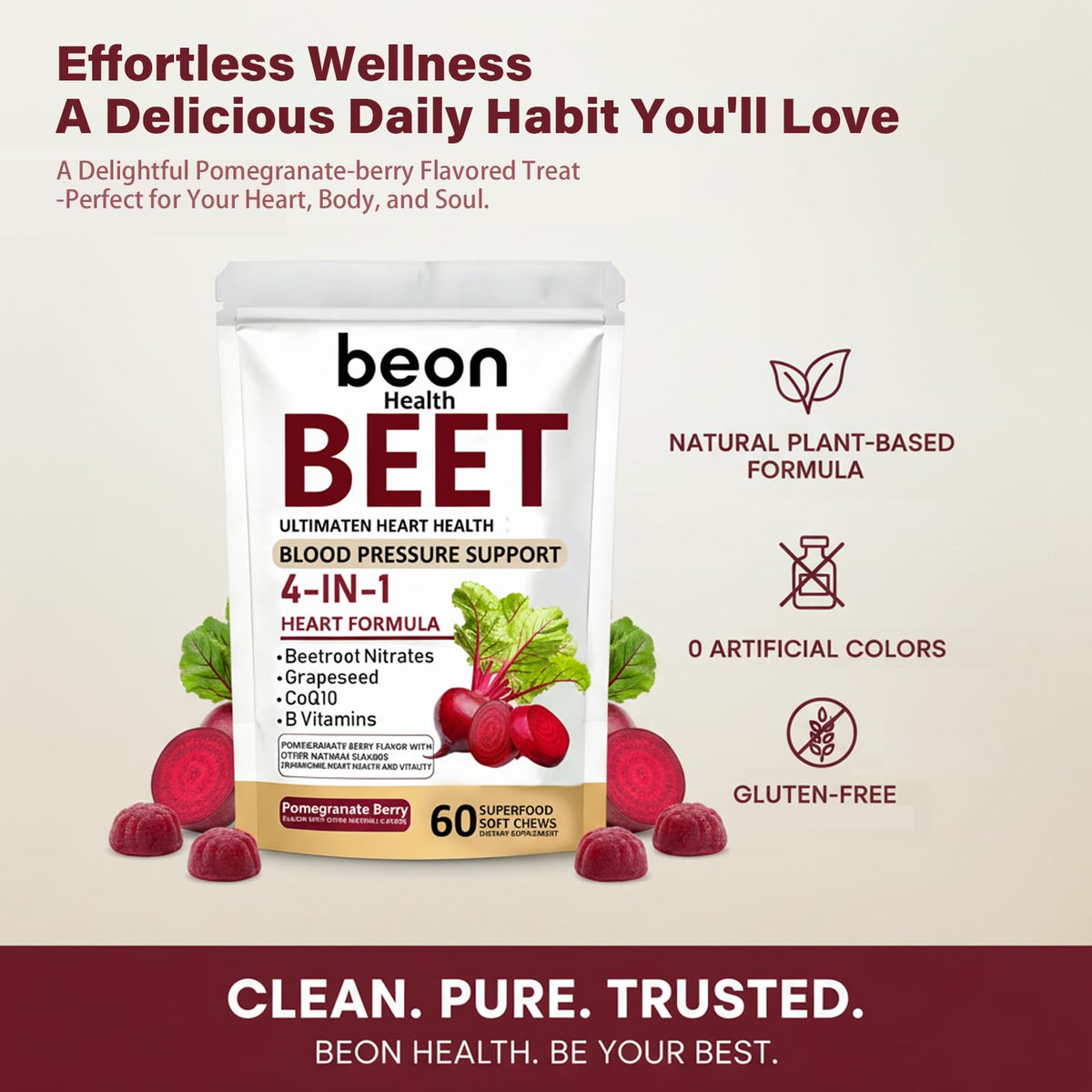 60 Count Beet Chews Supplement with 500mg G60044