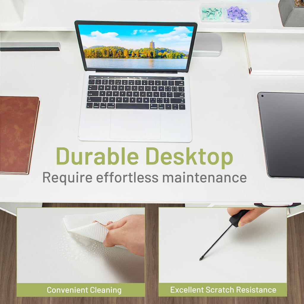 White Desk with Drawer and Keyboard Tray N86290