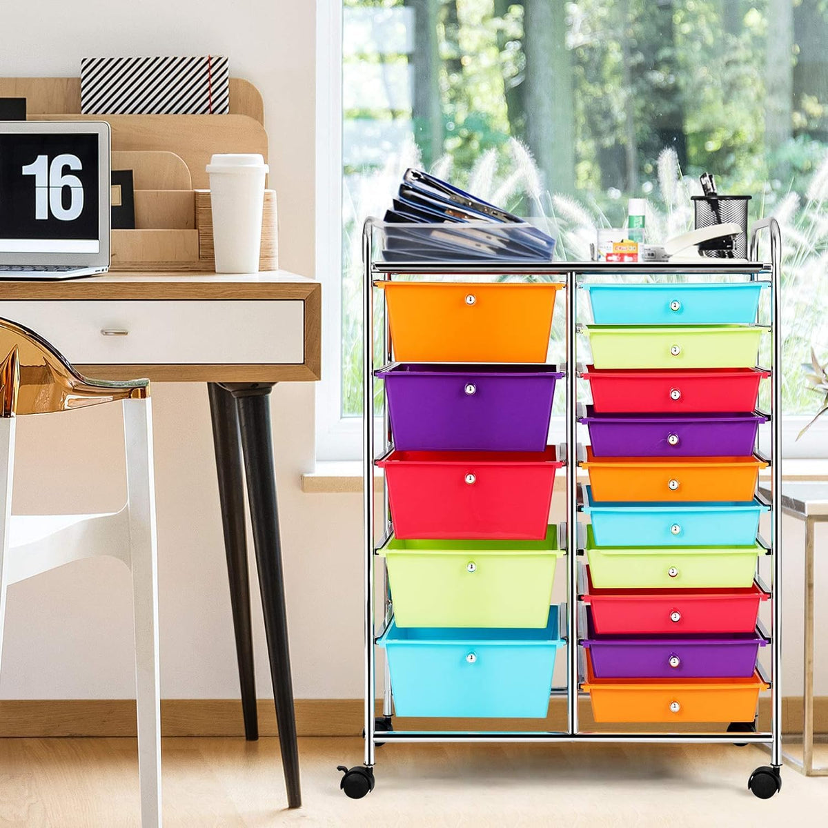 Multicolor 15 Drawer Rolling Storage Cart N148017