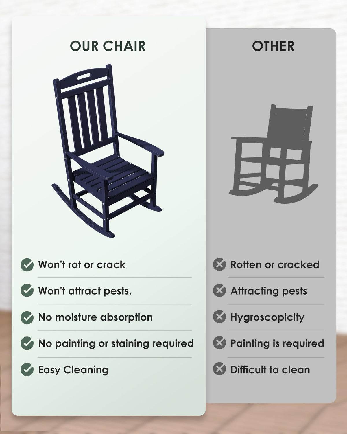 All-Weather Resistant Poly Lumber Rocking Chair J300