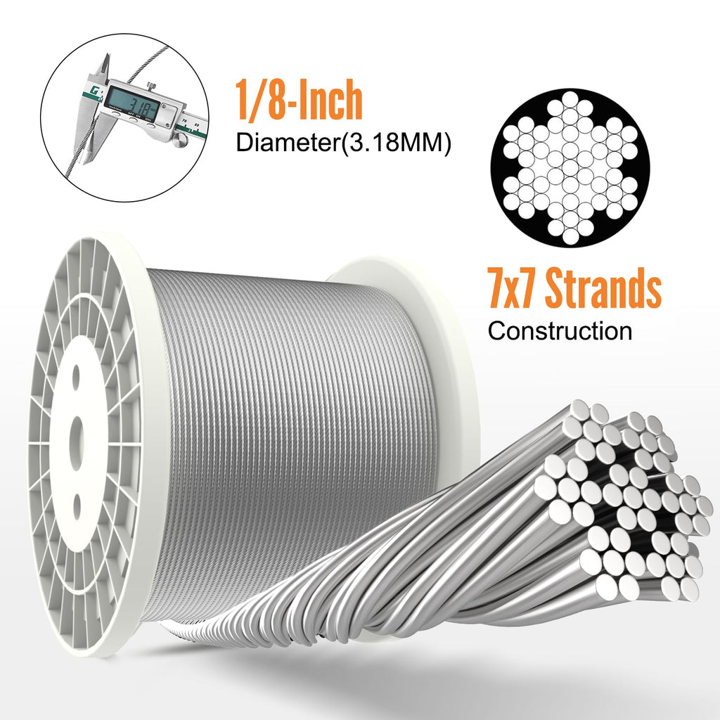 1000FT 1/8" Stainless Steel Cable H9616