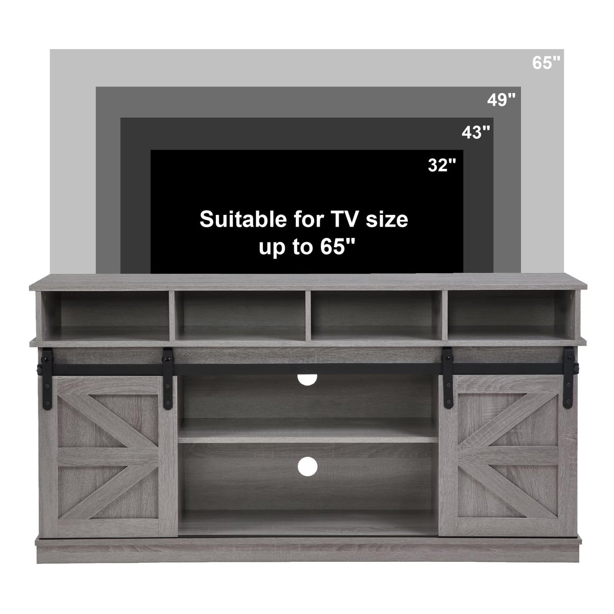 Grey Sliding Barn Door TV Stand P8980