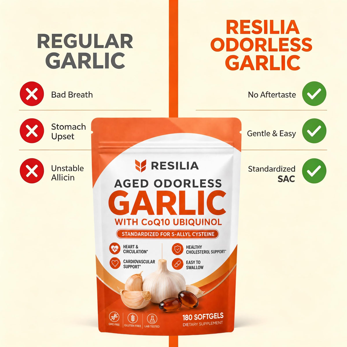 Aged Garlic Supplement 180 Softgels 1200mg V5413