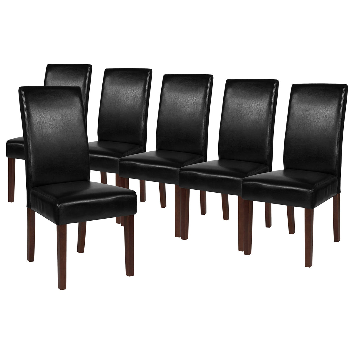 Black Faux Leather Parsons Chair 6-Pack A847344