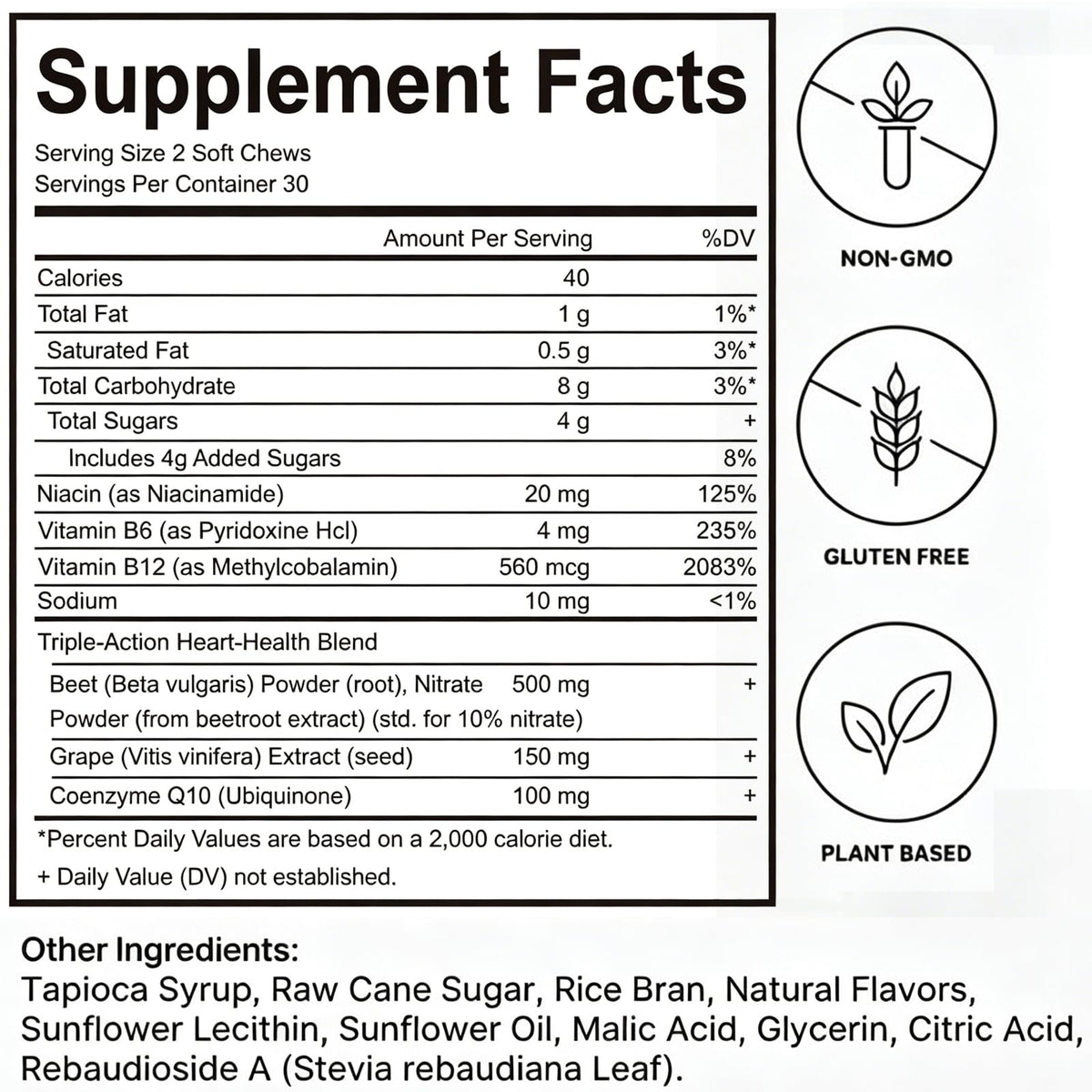 60 Count Beet Chews Supplement with 500mg G60044