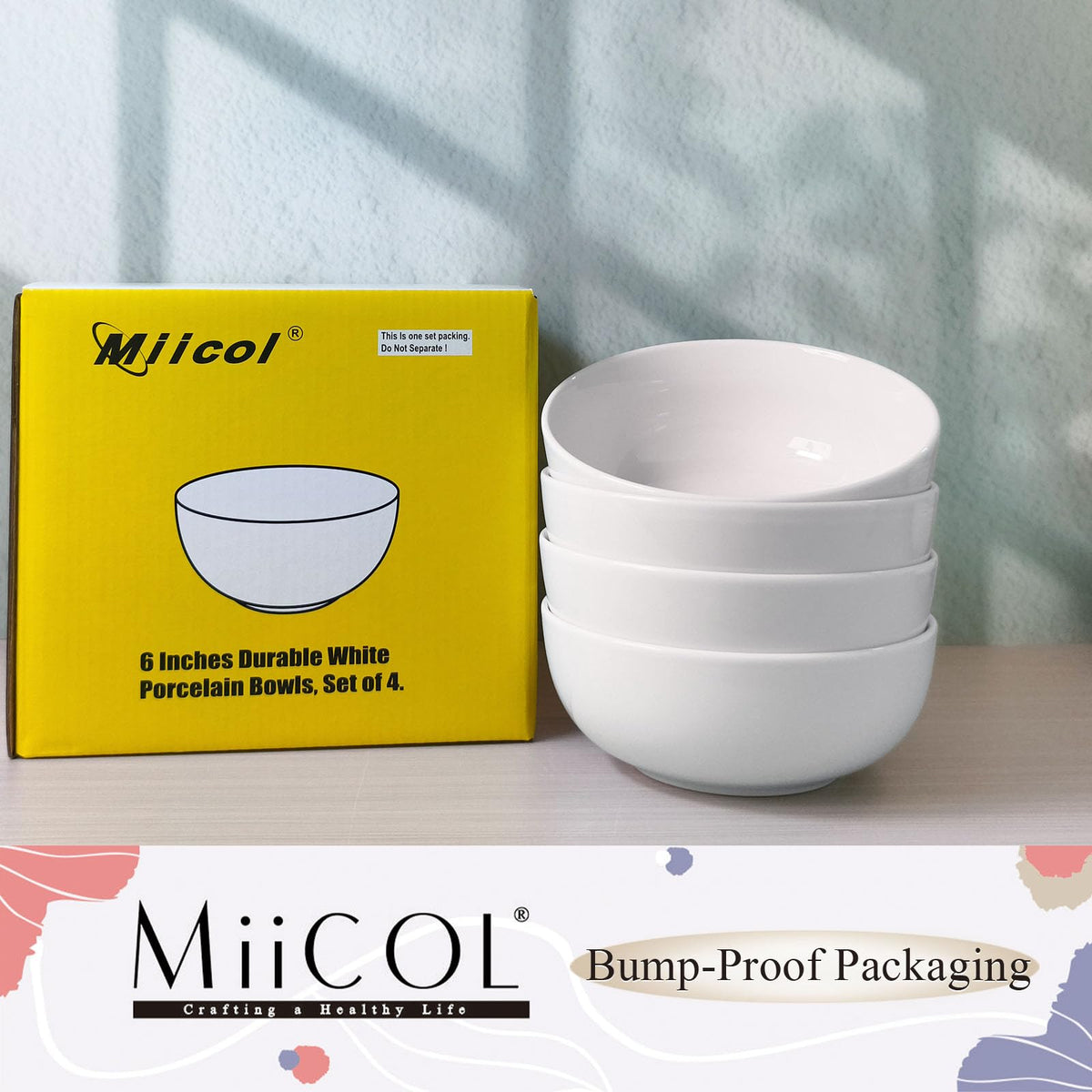 White Ceramic Soup Bowls Set of 4 D665588
