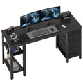 Black 55 inch Gaming Desk with 4 Drawers and Shelves E442