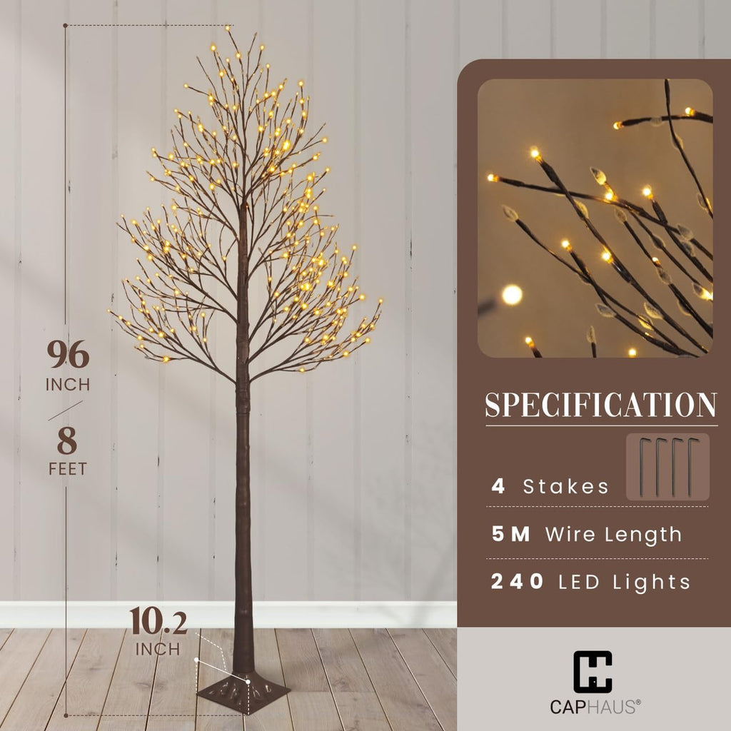 8 Ft Lighted Willow Twig Tree with 240 Warm White LED Lights A68966