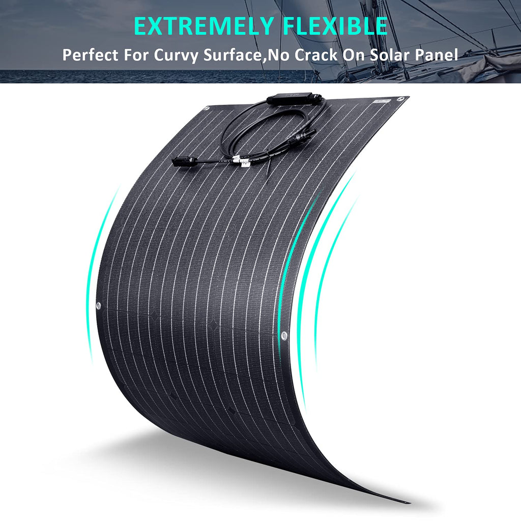 100W 12V ETFE Monocrystalline Flexible Solar Panel Kit 30A PWM T4677