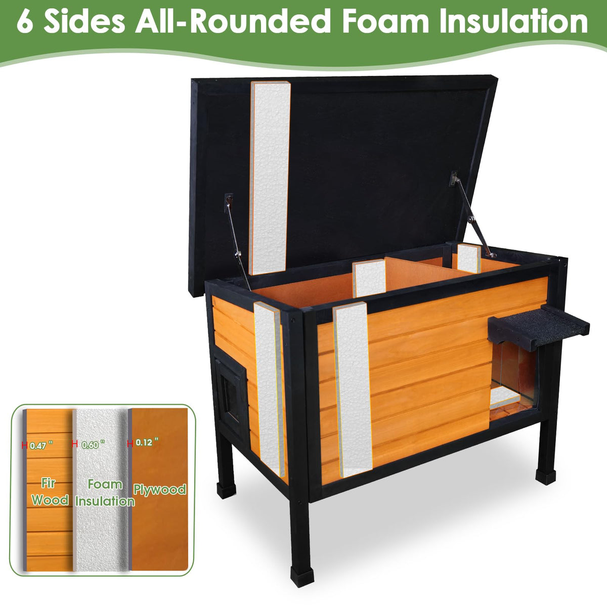 Outdoor Insulated Wooden Cat House I116936