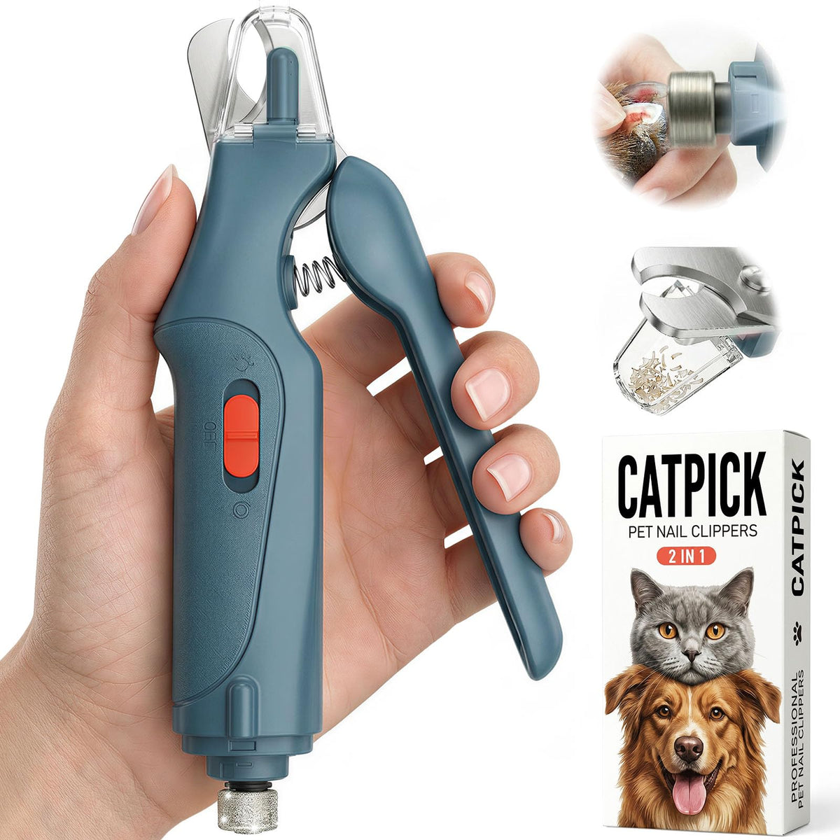 2-in-1 Cat & Dog Nail Clippers with Grinder and LED Lights Q69152