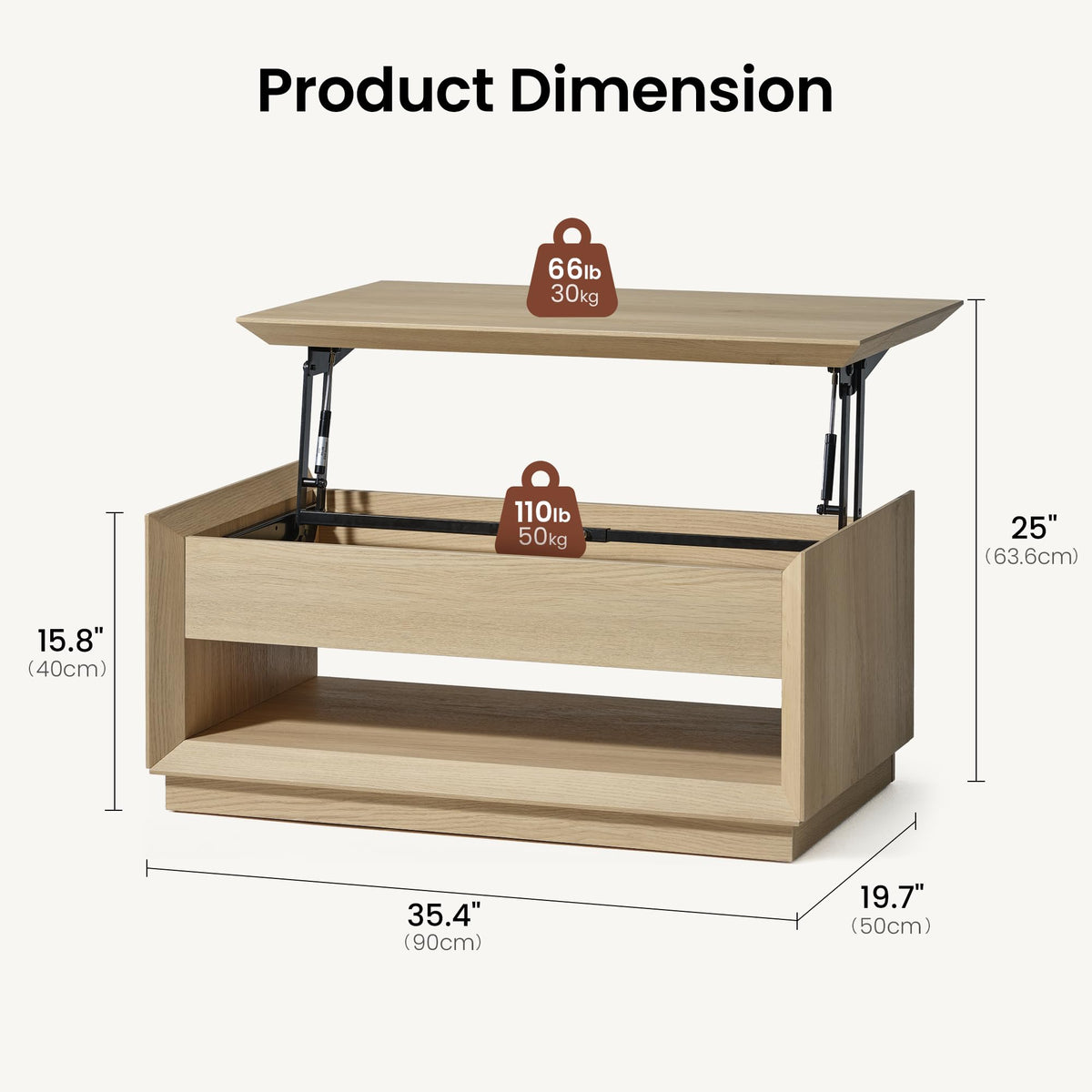 35" Lift Top Wood Coffee Table with Storage H1211