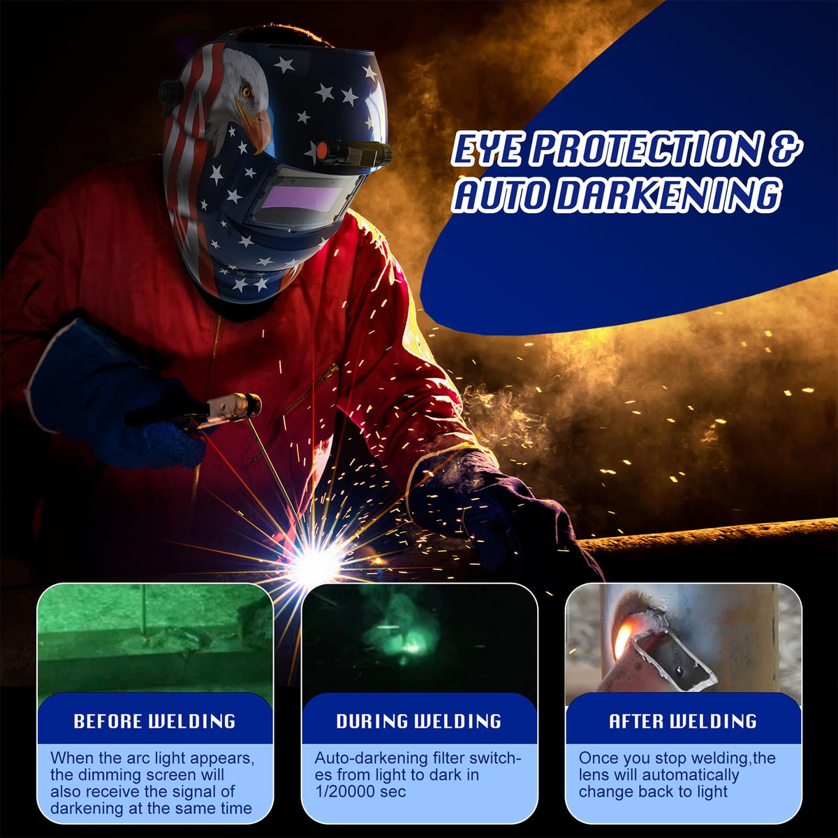 Auto Darkening Welding Helmet with LED Light X312
