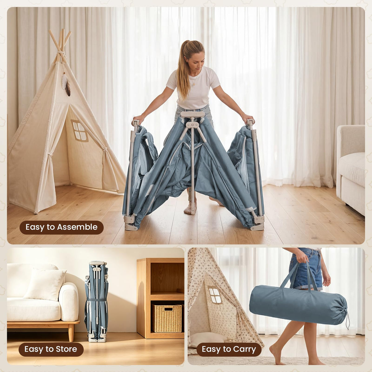 Foldable Baby Playpen 71x59 Inch J738