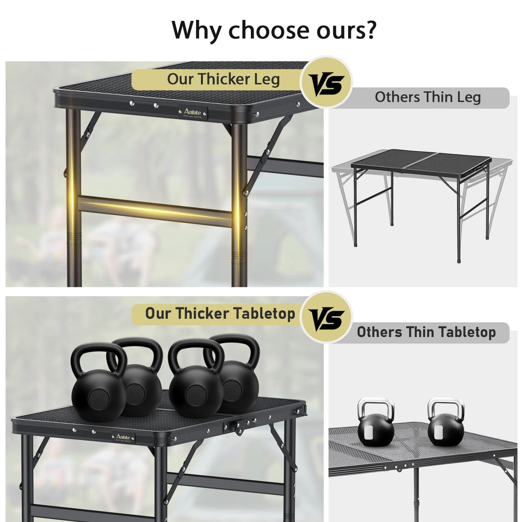 2ft Folding Camping Grill Table Black N134100