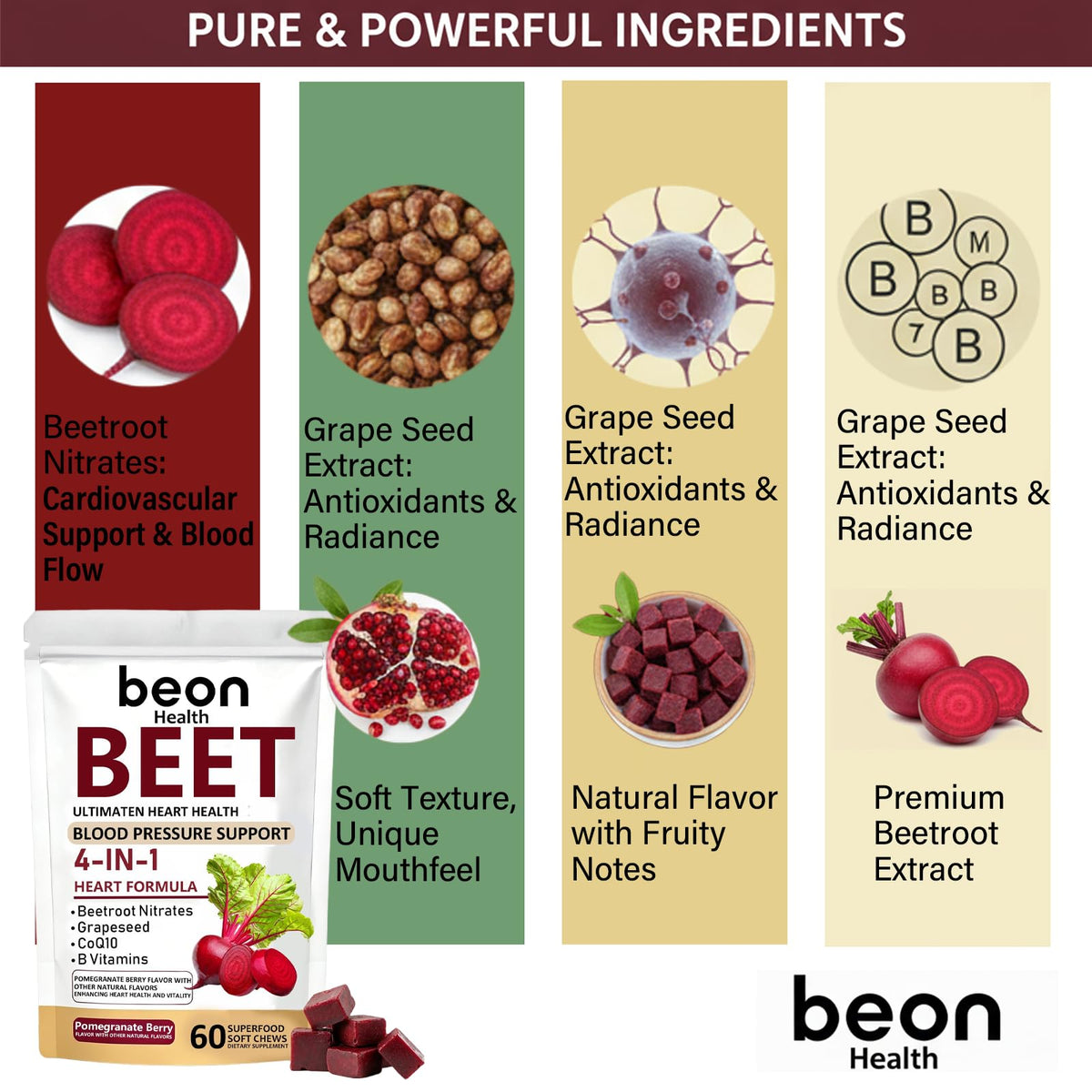 60 Count Beet Chews Supplement with 500mg G60044