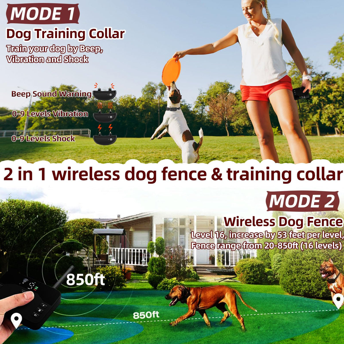 Wireless Electric Dog Fence System 2 Dogs K118692