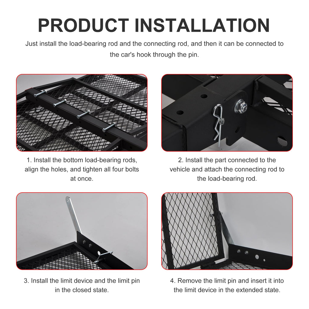 Folding Wheelchair Scooter Carrier Rack 250KG Ramp Hitch Mount G26962