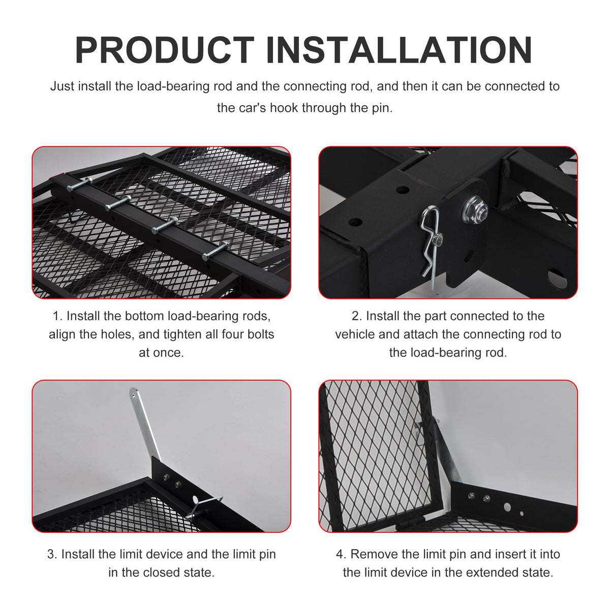 Folding Wheelchair Scooter Carrier Rack 250KG Ramp Hitch Mount G26962
