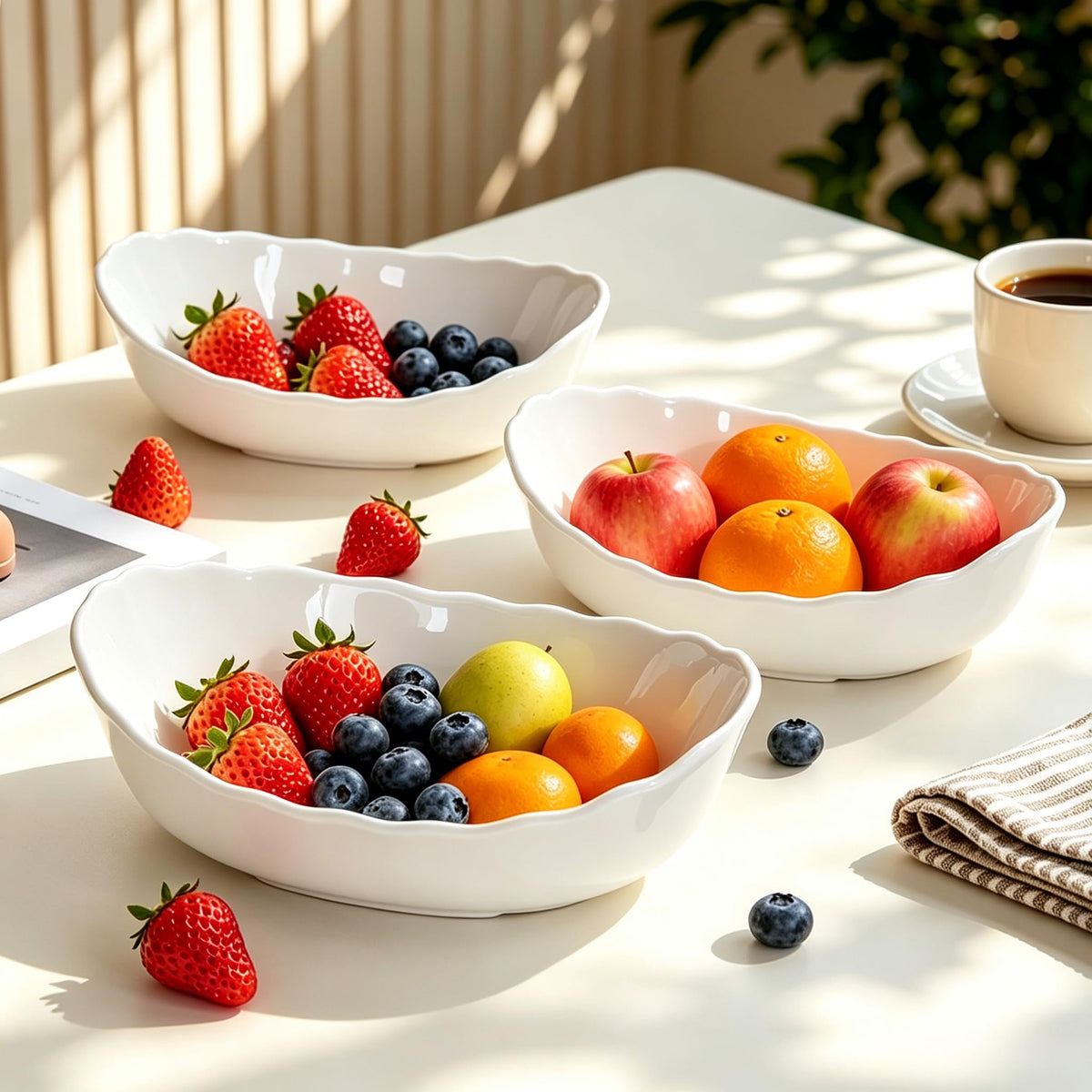 3 Tier Ceramic Fruit Bowl with Metal Stand I5094