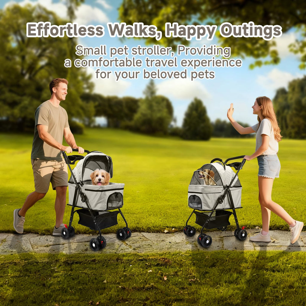 4 Wheels Foldable Pet Stroller with Detachable Carrier B3511