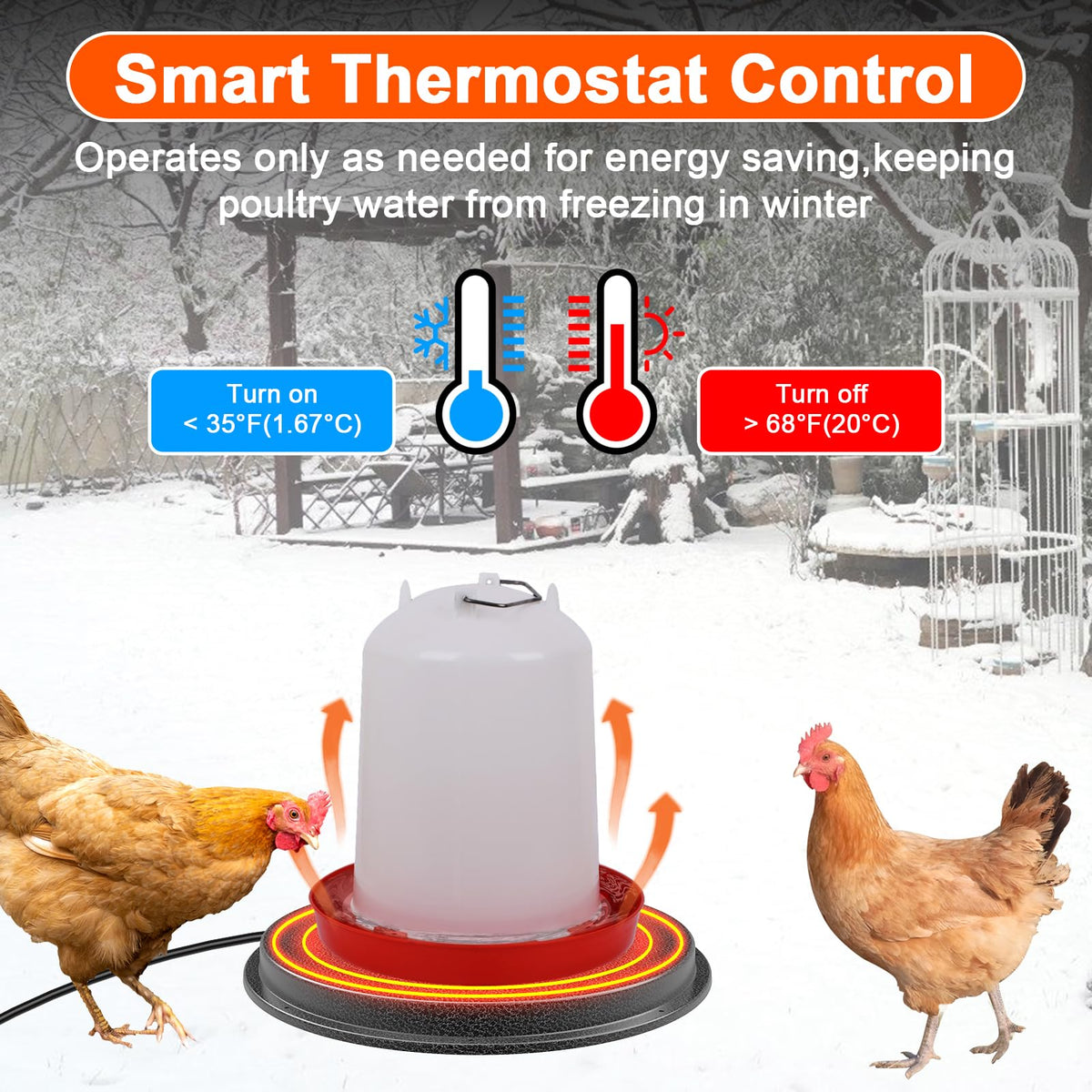 Metal Chicken Water Heater with Thermostat M375