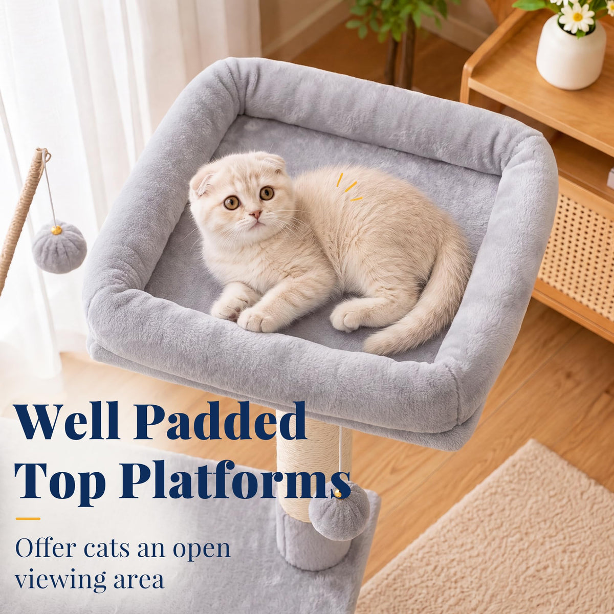 Cat Tree Tower with Padded Platform Bed, Hammock N99351