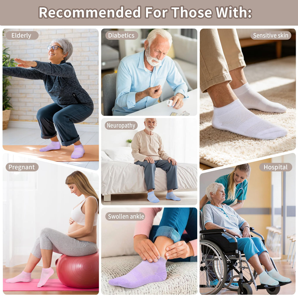 5 Pairs Non-Binding Low Cut Diabetic Socks Size 9-11 P6028