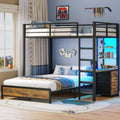 Twin Over Full Bunk Bed with Desk & 4 Storage Drawers, Black X1954