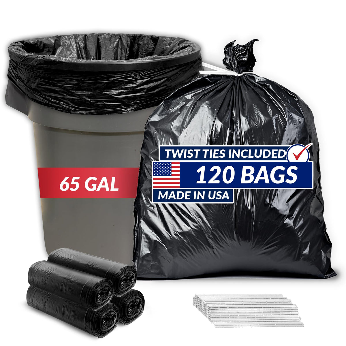 65 Gallon Heavy Duty Trash Bags G196260
