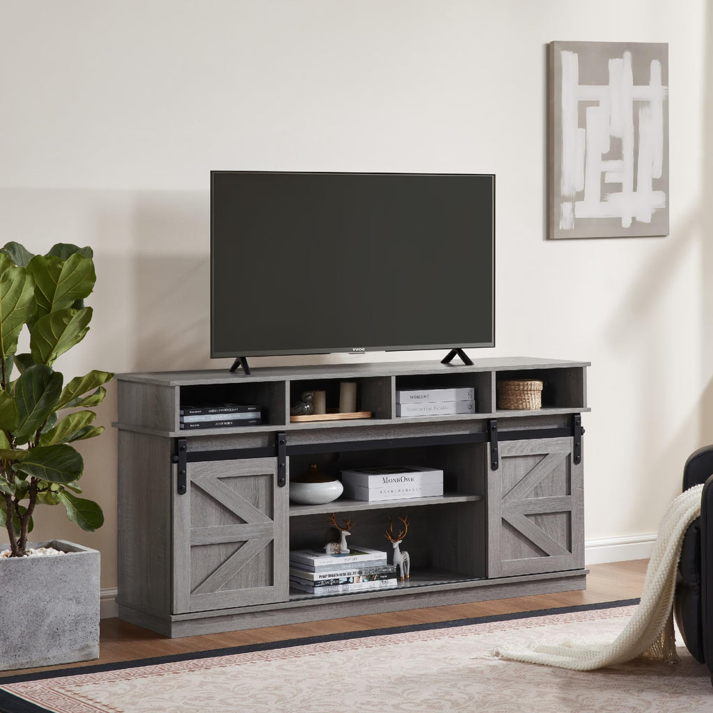 Grey Sliding Barn Door TV Stand P8980