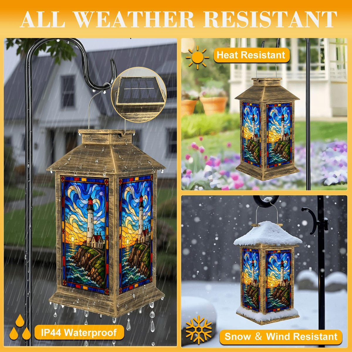 Solar Lantern Outdoor Waterproof LED Hanging Tabletop Lamp M86498