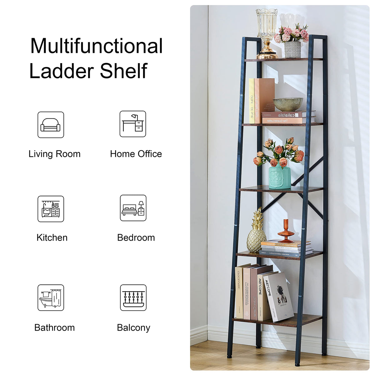 5-Tier Metal Ladder Bookshelf N79949