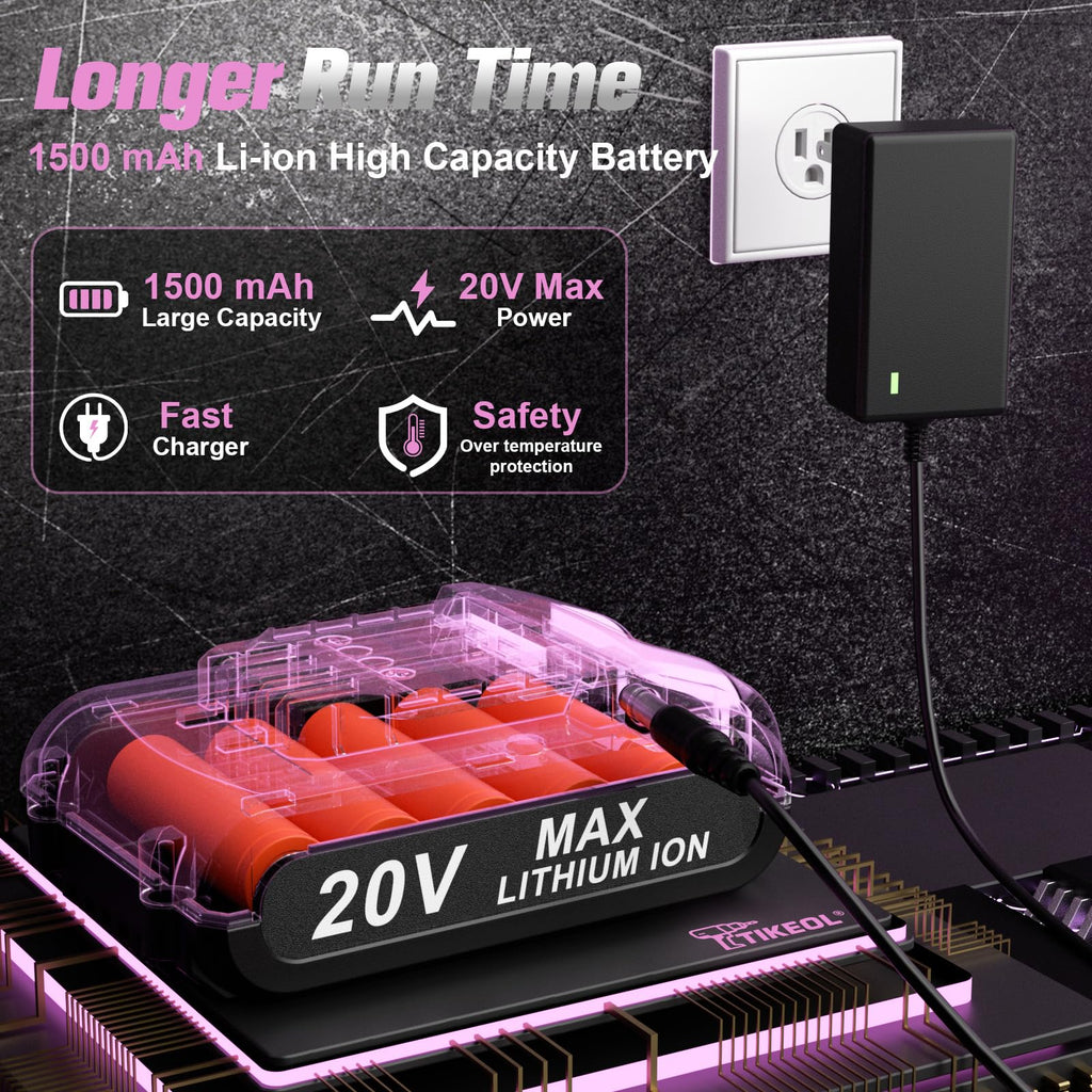 20V Cordless Pink Drill Set with Battery & Charger Q3859