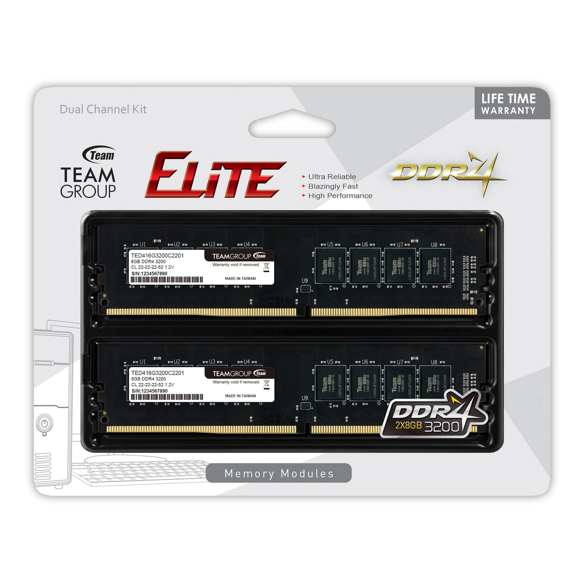 DDR4 16GB Kit 3200MHz UDIMM Desktop Memory N91618