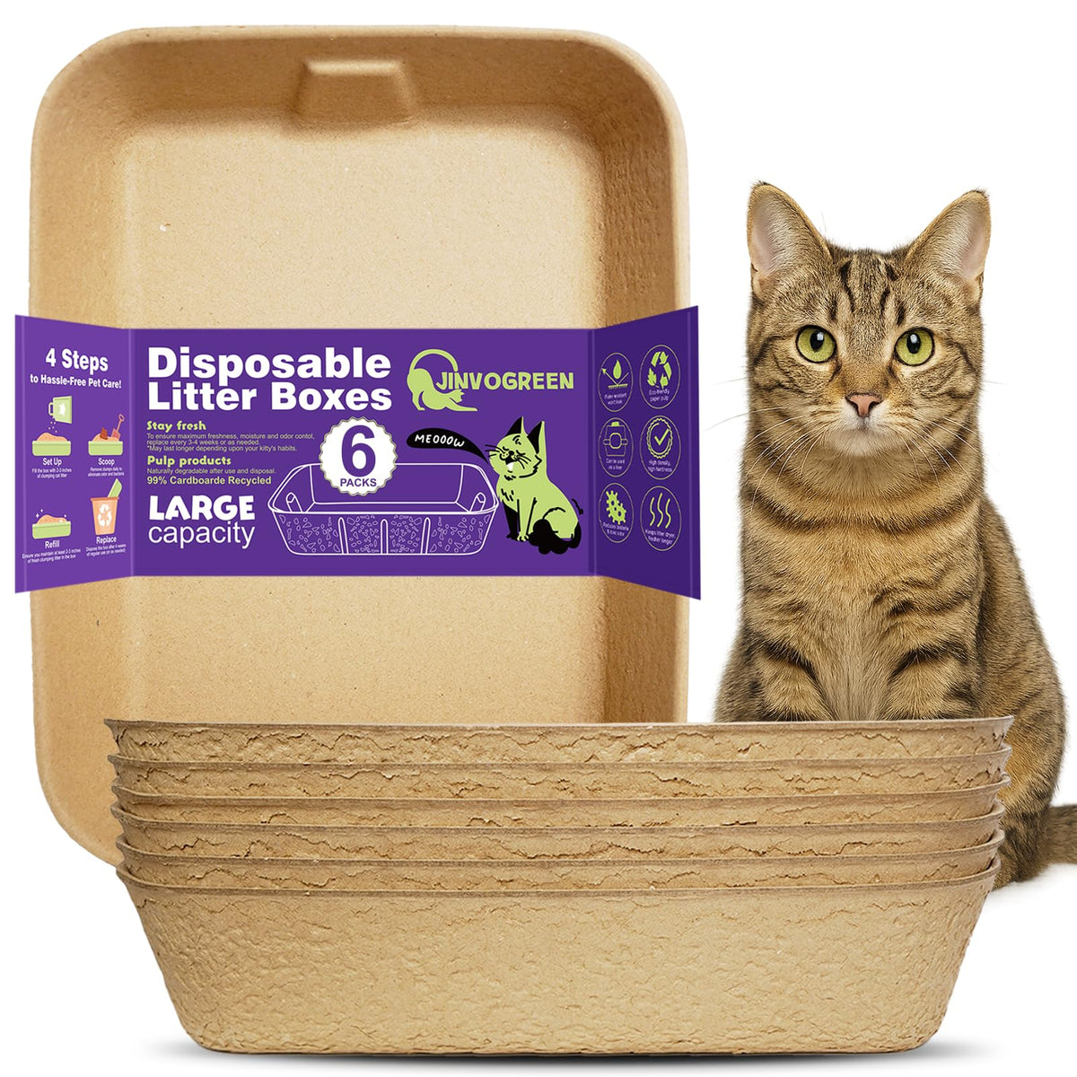 8 Pack Disposable Litter Boxes A2381
