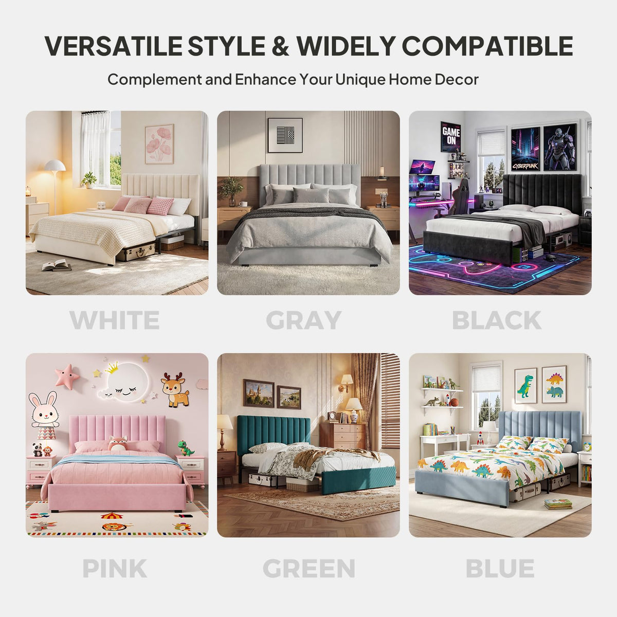 Full Size Blue Velvet Upholstered Bed Frame B80782