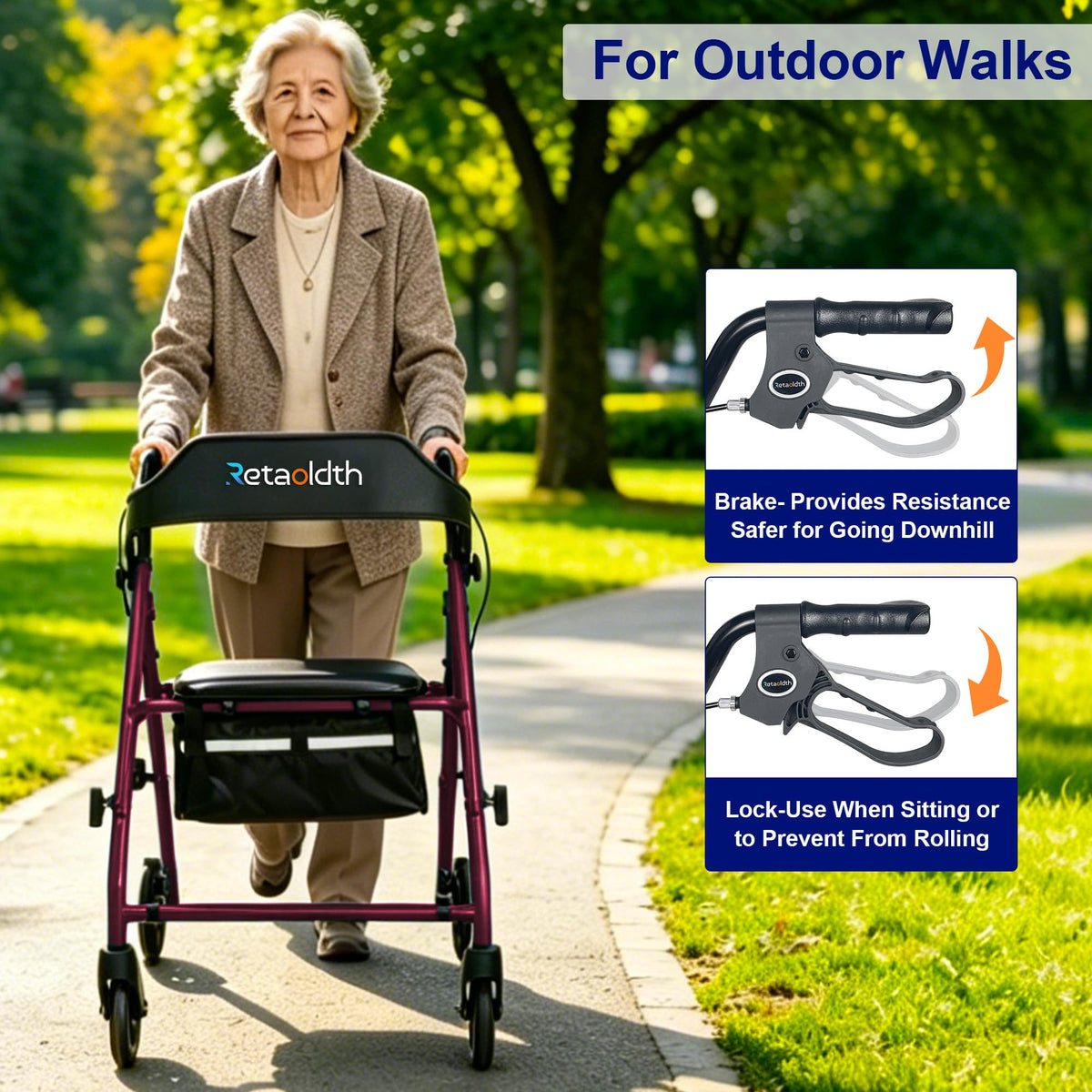 Foldable Rollator Walker with Seat V2882