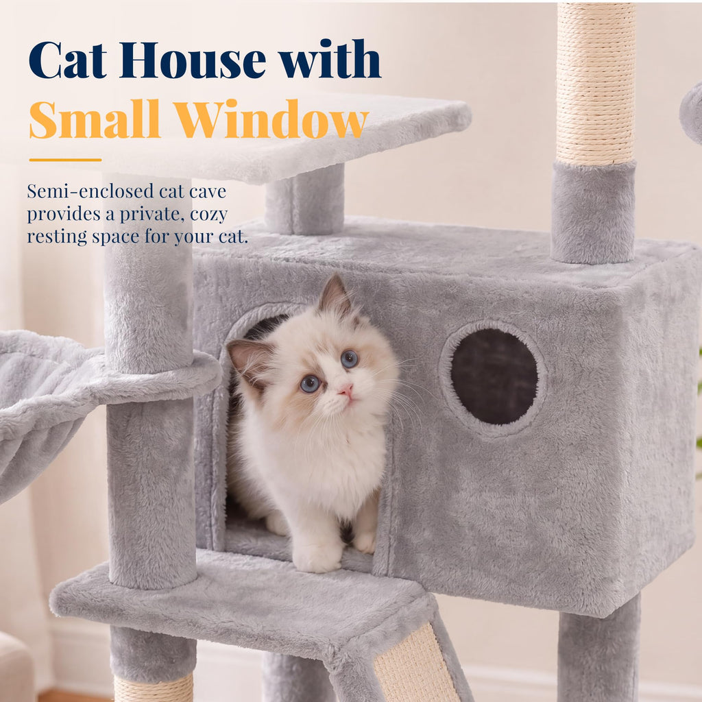 Cat Tree Tower with Padded Platform Bed, Hammock N99351