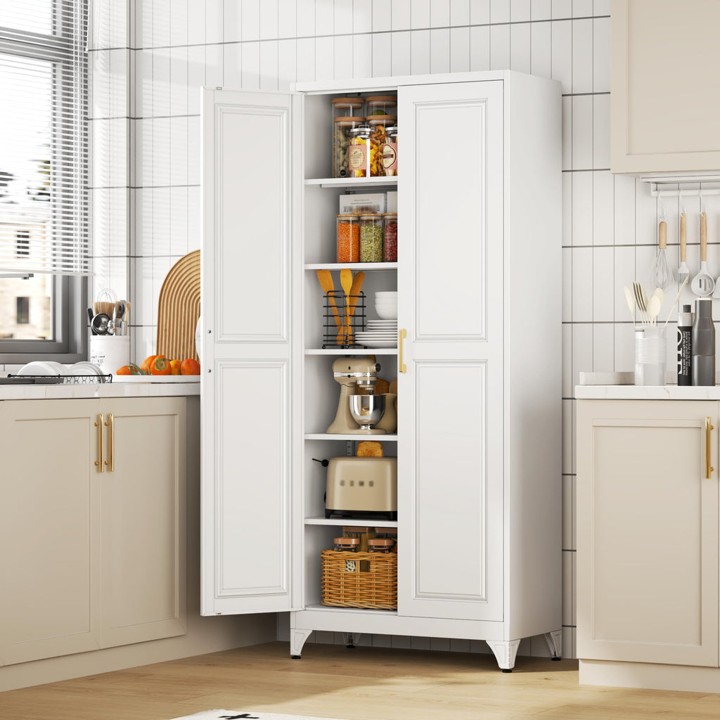 75" Kitchen Pantry Cabinet with Doors and Shelves O90155