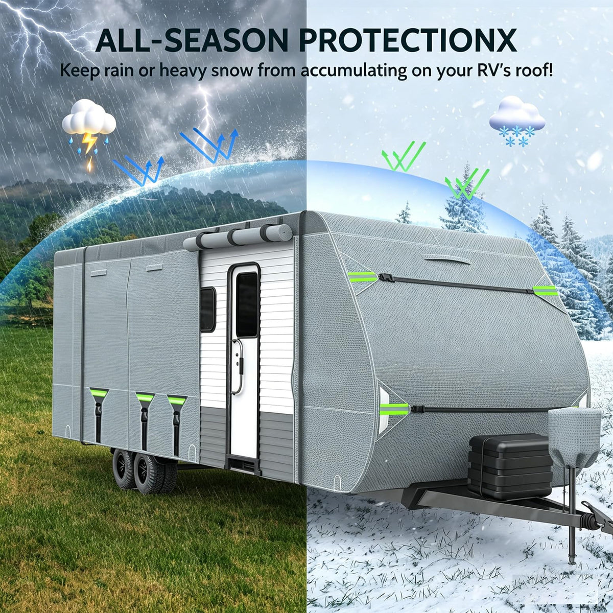 8 Layers 27'-30' Windproof Waterproof Rip-Stop RV Cover R5457