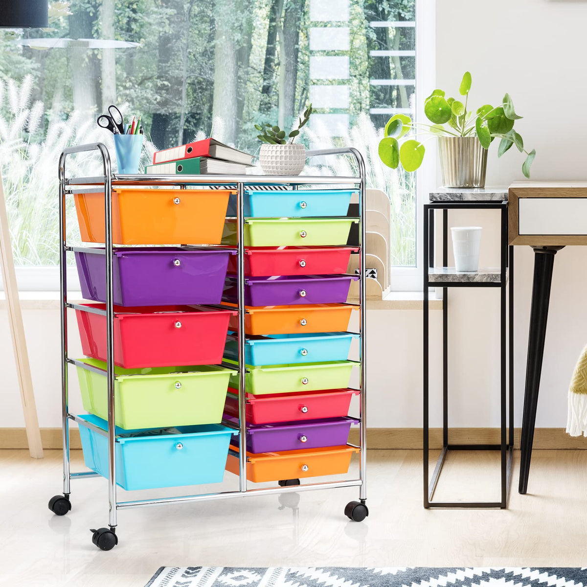 Multicolor 15 Drawer Rolling Storage Cart N148017